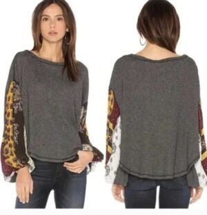 Free People We The Free Blossom Thermal Patchwork Cotton Blend Top(XS)